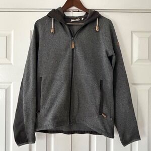 Fjallraven Ovik Fleece Hoodie Mens Medium Gray Full Zip Knit Jacket